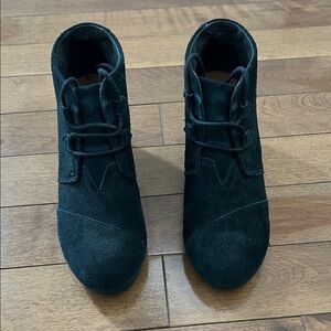 Toms Dark Suede Ankle Booties